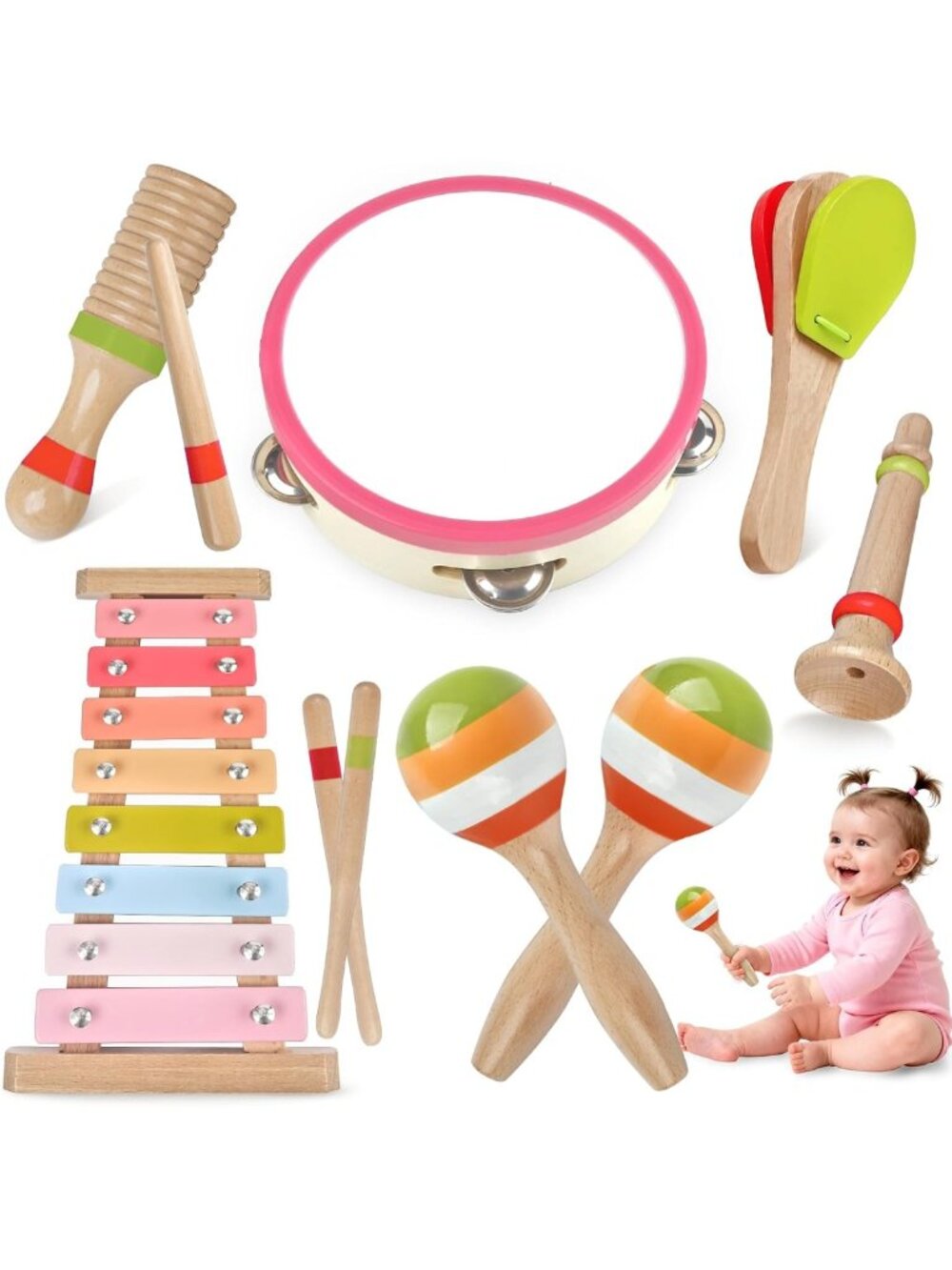 6-in-1 Musical Instruments Set for Kids | Montessori Wooden Toys for Learning